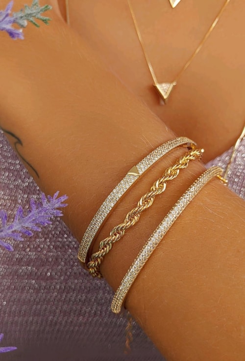 BRACELETE CRAVEJADO CRISTAL PM159-O BRACELETE CRAVEJADO CRISTAL PM159-O