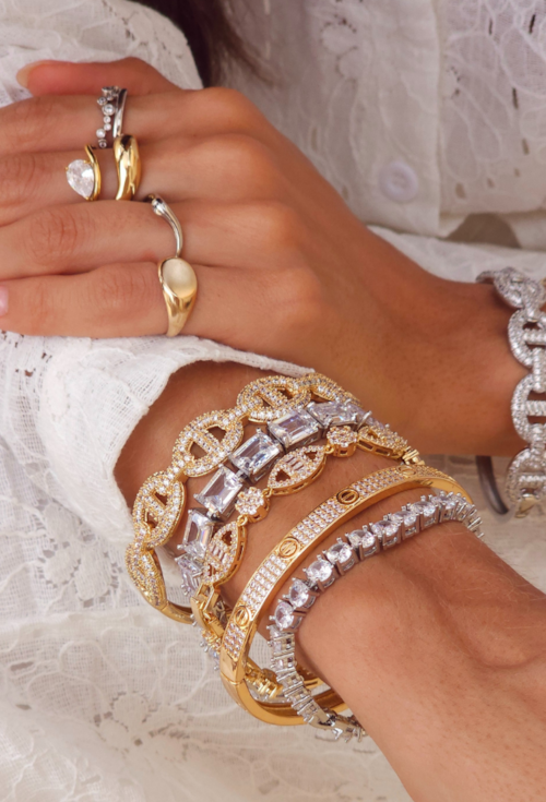 BRACELETE CRAVEJADO DUPLA FACE COM ZIRCÔNIAS NO OURO PM514-O