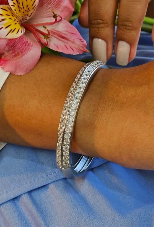 BRACELETE CRAVEJADO DUPLO EM RÓDIO PM486-R