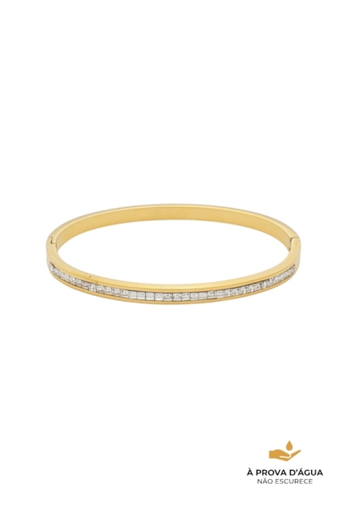 BRACELETE CRAVEJADO QUADRADO AÇO INOX DOURADO PM536-AD