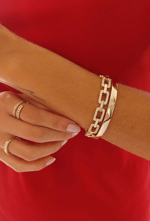 BRACELETE DE ELOS CRAVEJADO CRISTAL PM180-O