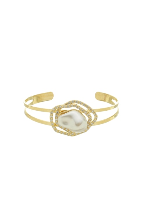 BRACELETE DE PÉROLA ORGÂNICA CRAVEJADA NO OURO PM417-O BRACELETE DE PÉROLA ORGÂNICA CRAVEJADA NO OURO PM417-O