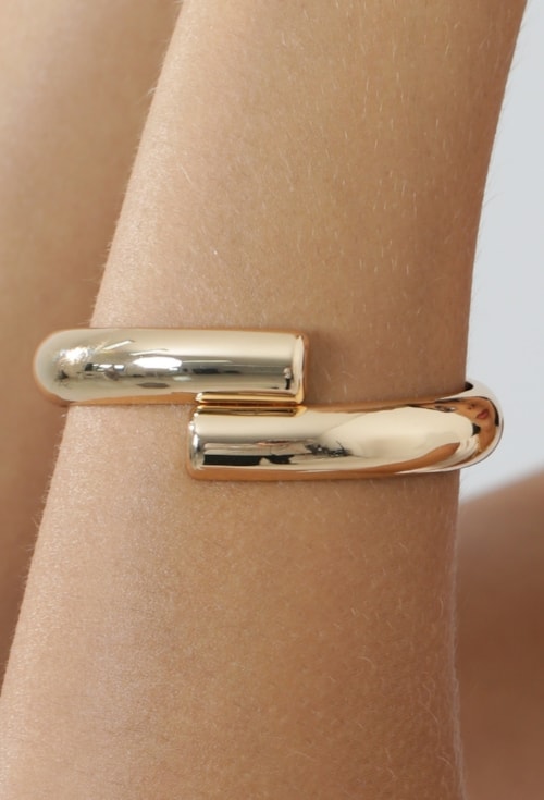 BRACELETE DUPLO LISO OURO PM608-O