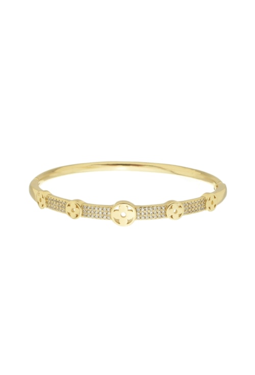 BRACELETE ELEGANTE DE TREVO CRAVEJADO NO OURO PM285-O BRACELETE ELEGANTE DE TREVO CRAVEJADO NO OURO PM285-O