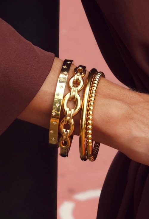 BRACELETE ELOS ORGÂNICOS AÇO INOX POLIDO PM611-A