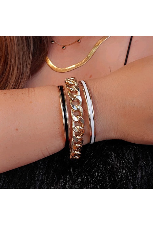 BRACELETE ESMALTADO PRETO PM147-O