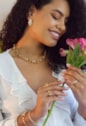 BRACELETE FLOR  CRAVEJADO EM OURO PM488-O