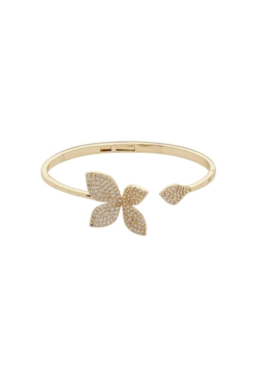 BRACELETE FLOR  CRAVEJADO EM OURO PM488-O