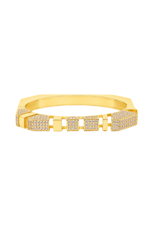 BRACELETE GEOMÉTRICO CRAVEJADO BANHADO A OURO PM648-O