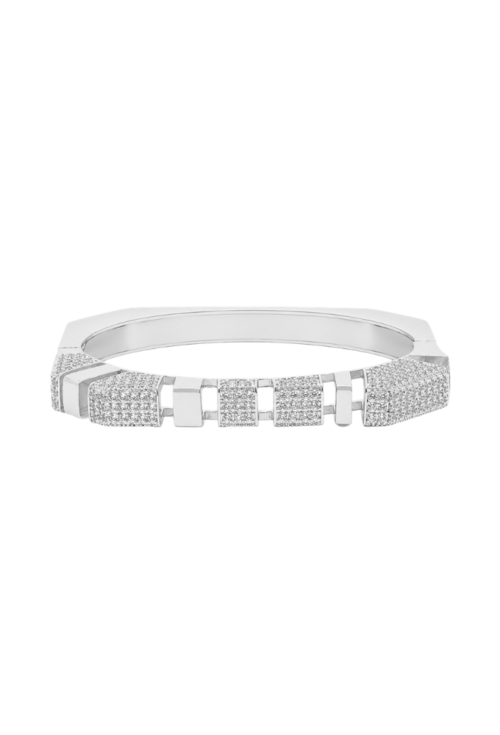 BRACELETE GEOMÉTRICO CRAVEJADO BANHADO A RÓDIO PM648-R