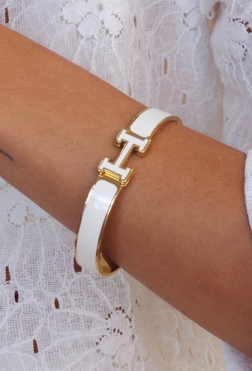 BRACELETE H AÇO INOX DOURADO BRANCO PM544-AD