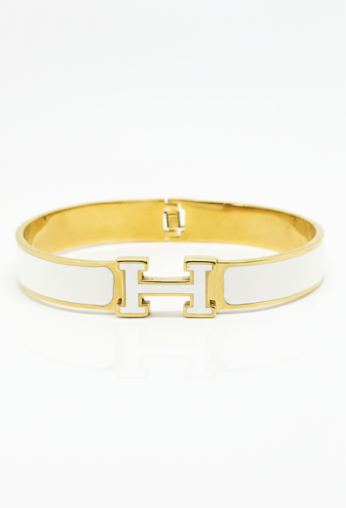 BRACELETE H AÇO INOX DOURADO BRANCO PM544-AD