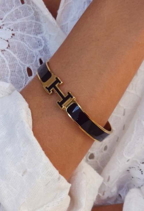 BRACELETE H AÇO INOX DOURADO PRETO PM544-AD