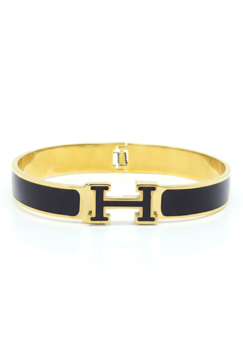 BRACELETE H AÇO INOX DOURADO PRETO PM544-AD