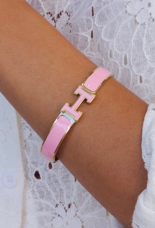 BRACELETE H AÇO INOX DOURADO ROSA PM544-AD