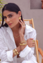 BRACELETE INSPIRAÇÃO COM ELOS EM AÇO INOX DOURADO PM504-AD