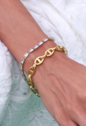 BRACELETE INSPIRAÇÃO COM ELOS EM AÇO INOX DOURADO PM504-AD