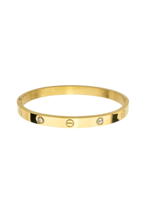 BRACELETE INSPIRAÇÃO COM ZIRCÔNIAS AÇO INOX DOURADO PM480-AD