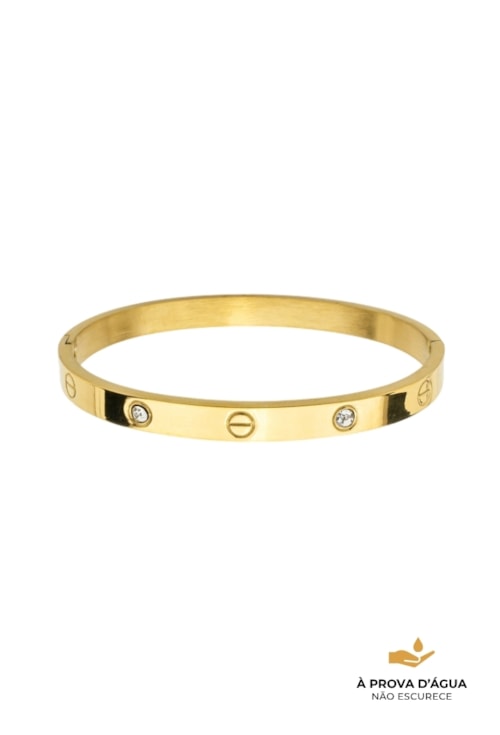 BRACELETE INSPIRAÇÃO COM ZIRCÔNIAS AÇO INOX DOURADO PM480-AD