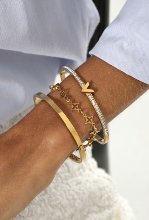 BRACELETE LISO 4MM EM AÇO INOX DOURADO PM505-AD