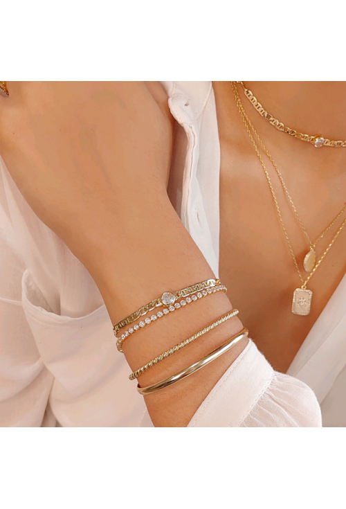BRACELETE LISO ABAULADO NO OURO PM085-O
