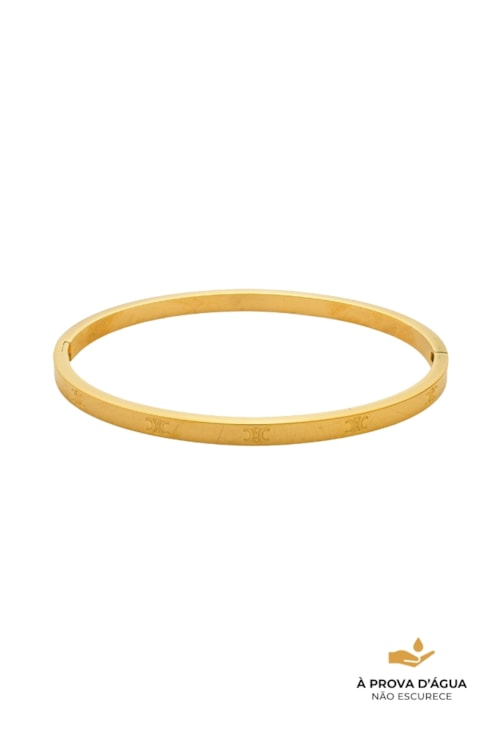 BRACELETE LISO COM DETALHE EM AÇO DOURADO PM577-AD