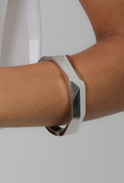 BRACELETE LISO GEOMÉTRICO NO RÓDIO PM606-R