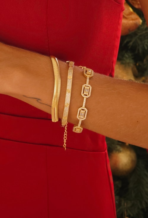 BRACELETE LUXO COM DESIGNER OCTAGONAL PM257-O