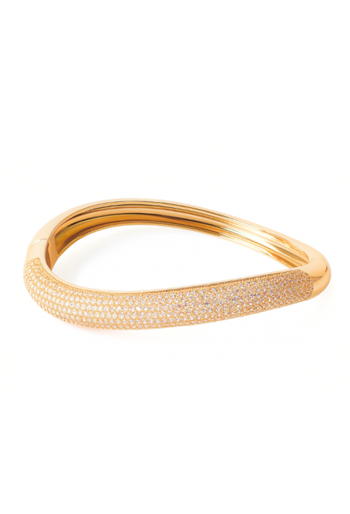 BRACELETE LUXO CRAVEJADO COM PEDRA CRISTAL DOURADO PM527-O