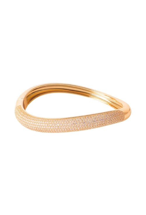 BRACELETE LUXO CRAVEJADO COM PEDRA CRISTAL DOURADO PM527-O