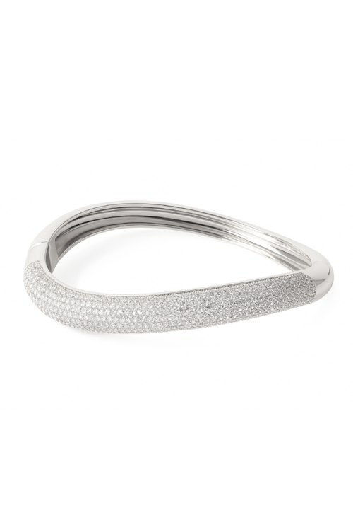 BRACELETE LUXO CRAVEJADO COM PEDRA CRISTAL RÓDIO PM527-R