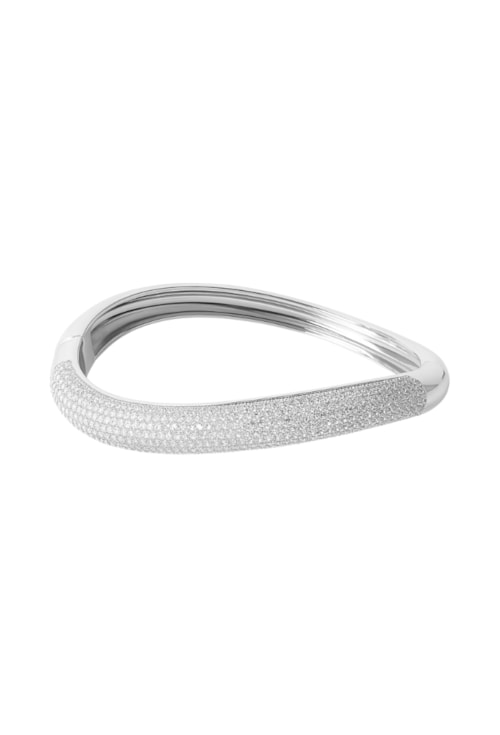 BRACELETE LUXO CRAVEJADO COM PEDRA CRISTAL RÓDIO PM527-R