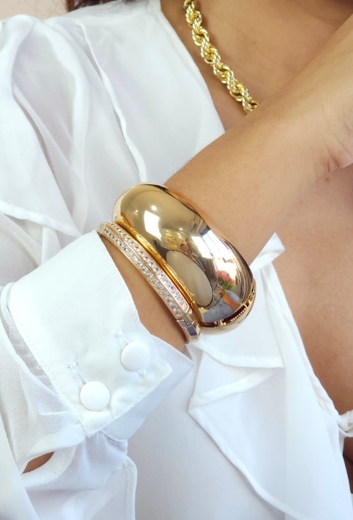 BRACELETE MAXIMALISTA LISO ABAULADO EM OURO PM485-O