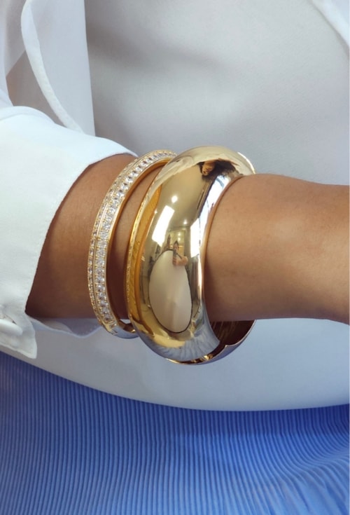 BRACELETE MAXIMALISTA LISO EM OURO PM501-O