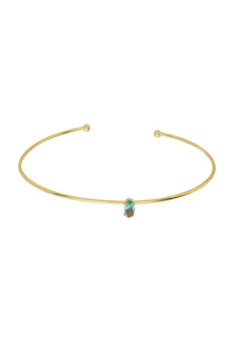 BRACELETE MINIMALISTA COM PEDRA OVAL TURMALINA PM337-O