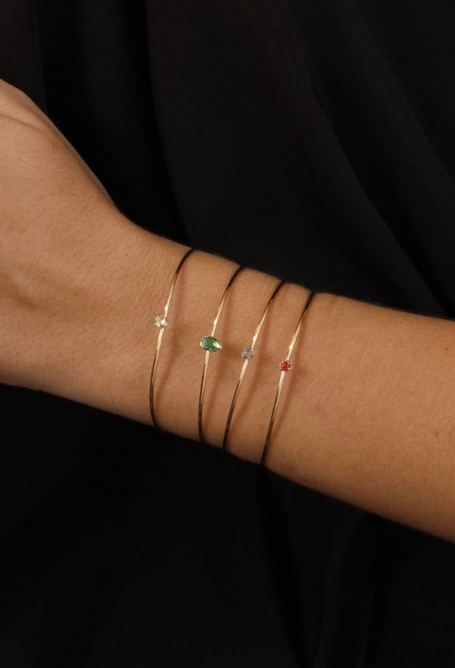 BRACELETE MINIMALISTA COM PEDRA REDONDA RUBELITA PM331-O