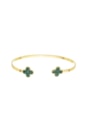 BRACELETE MINIMALISTA COM TREVO MALAQUITA PM364-O