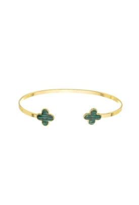 Produto BRACELETE MINIMALISTA COM TREVO MALAQUITA PM364-O