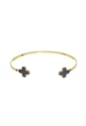 BRACELETE MINIMALISTA COM TREVO ÔNIX PM364-O