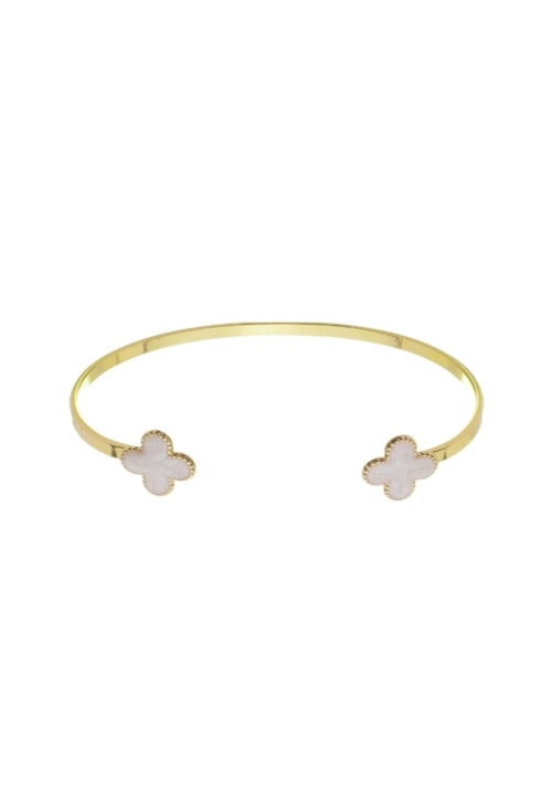 BRACELETE MINIMALISTA COM TREVO PEROLADO PM364-O
