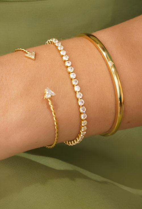 BRACELETE MINIMALISTA LISO COM ZIRCÔNIA PM305-O