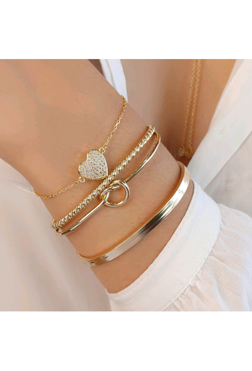 BRACELETE NÓ ABERTO NO OURO PM082-O