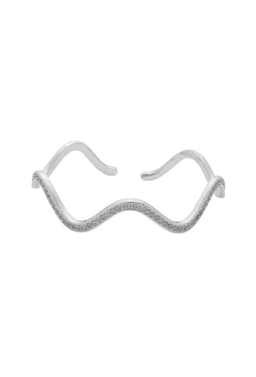 BRACELETE ONDULADO CRAVEJADO EM BANHO DE RÓDIO PM572-R