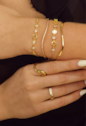 BRACELETE ONDULADO CRAVEJADO OURO PM474-O