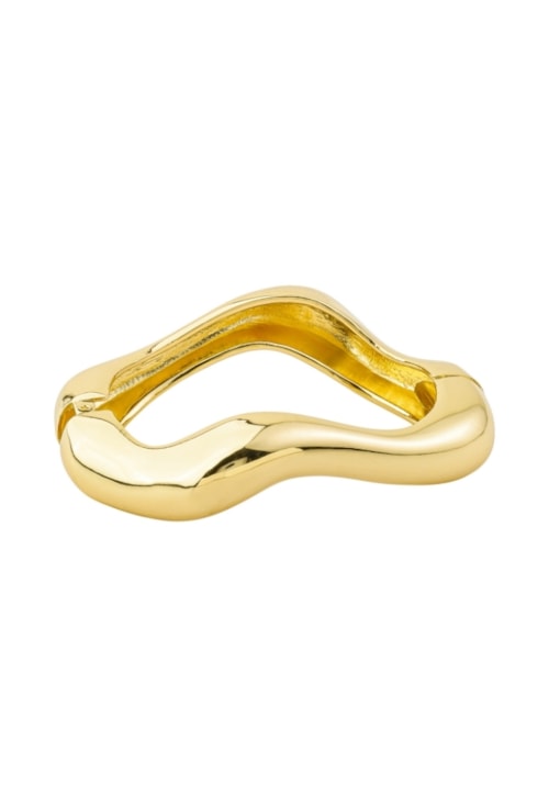 BRACELETE ONDULADO LISO BANHADO A OURO PM629-O