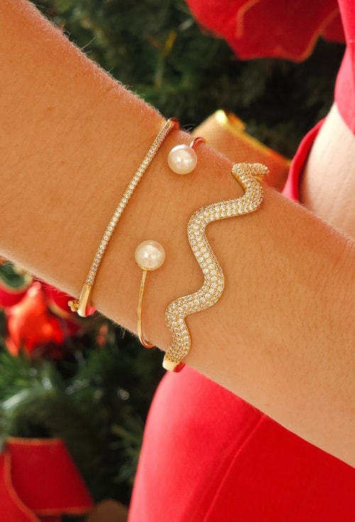 BRACELETE ORGÂNICO CRAVEJADO NO OURO PM414-O BRACELETE ORGÂNICO CRAVEJADO NO OURO PM414-O