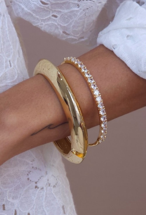 BRACELETE OVAL LISO DOURADO PM540-O