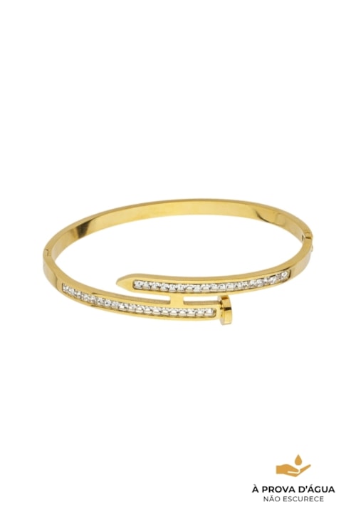 BRACELETE PREGO CRAVEJADO EM AÇO INOX DOURADO PM510-AD