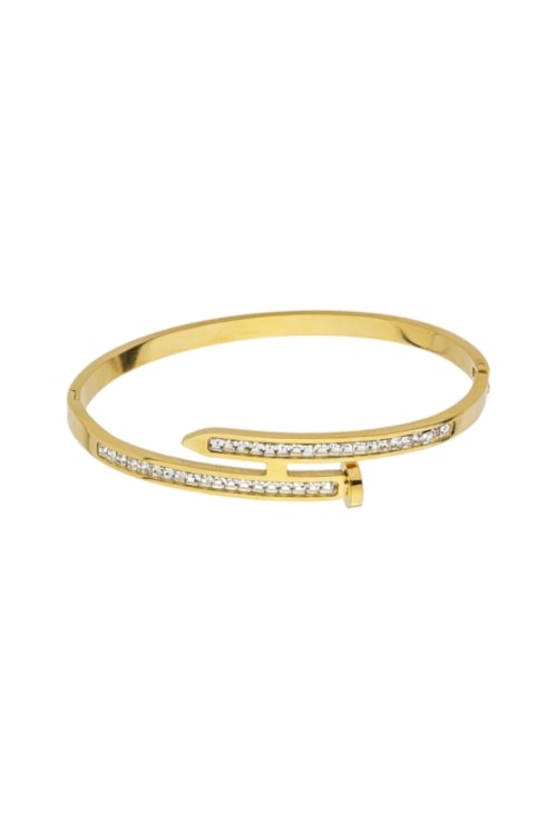 BRACELETE PREGO CRAVEJADO EM AÇO INOX DOURADO PM510-AD