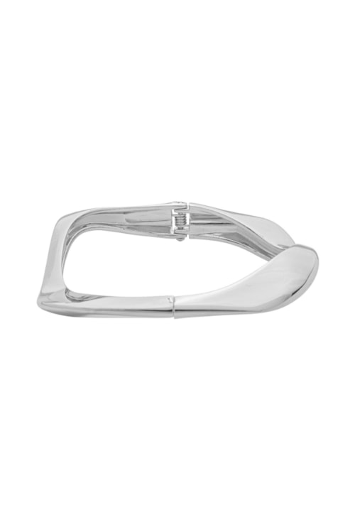 BRACELETE QUADRADO ONDULADO LISO POLIDO BANHADO RÓDIO PM587-R